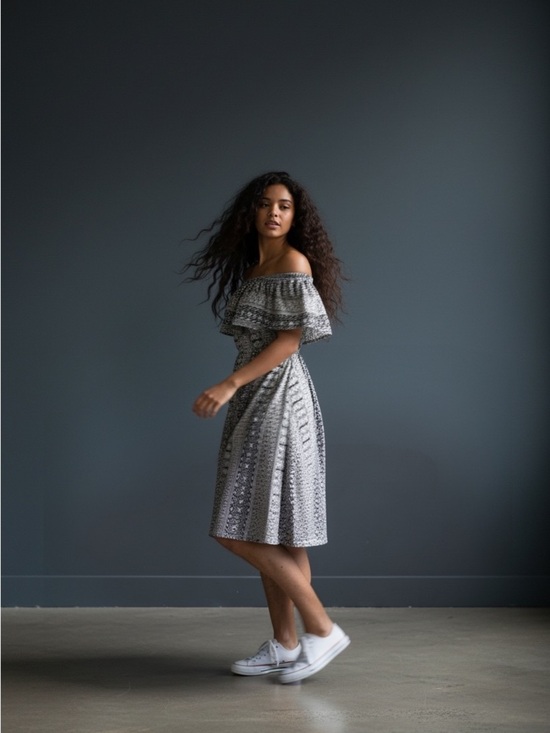Reitmans Dresses & Skirts - Reitmans Black and White Off-Shoulder Midi Dress